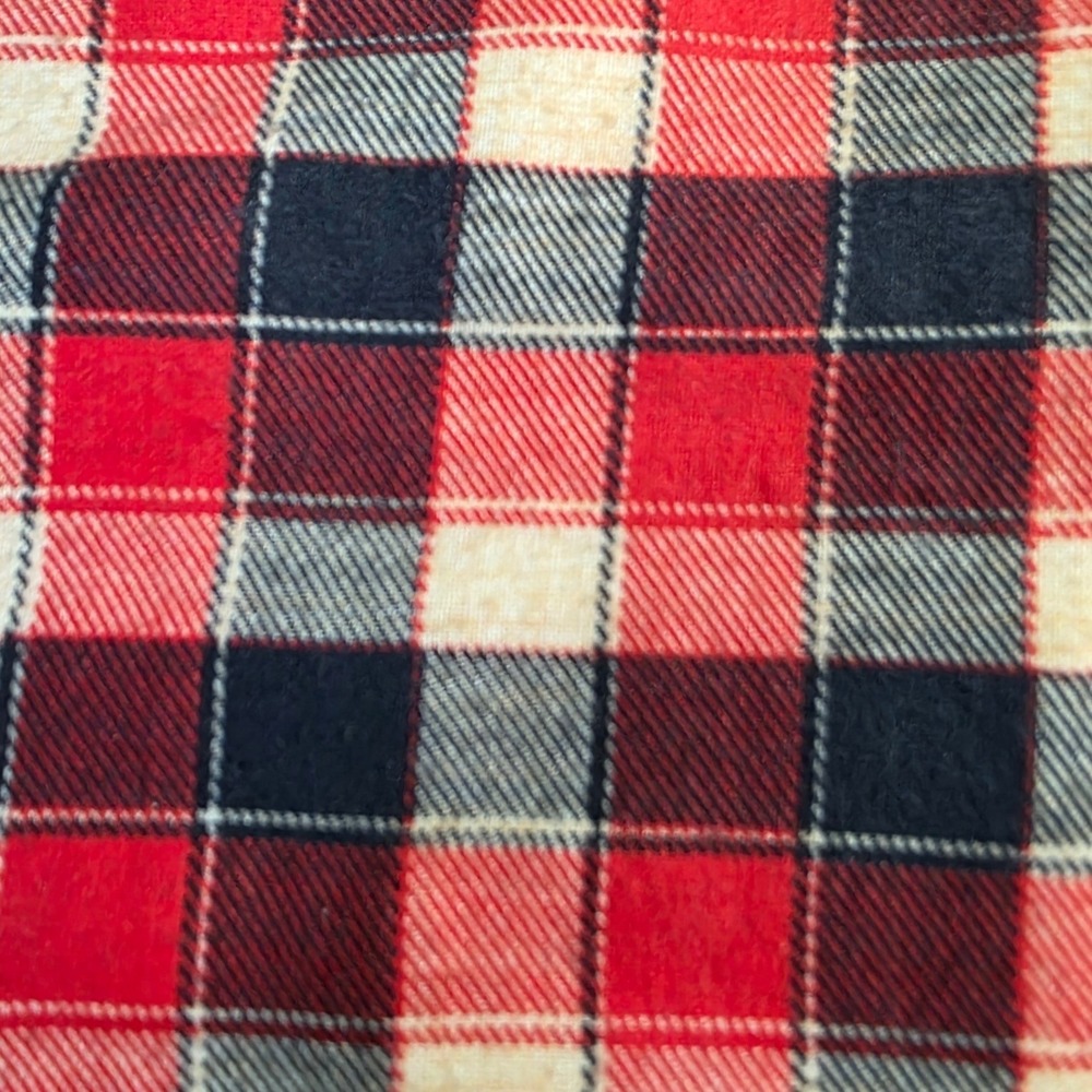 Flannel Fabric Red Navy Plaid 46x 65in 1.75 Yards